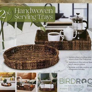 Birdrock Set of 2 Piece Home Serving Trays Handwoven Oval & Rectangular